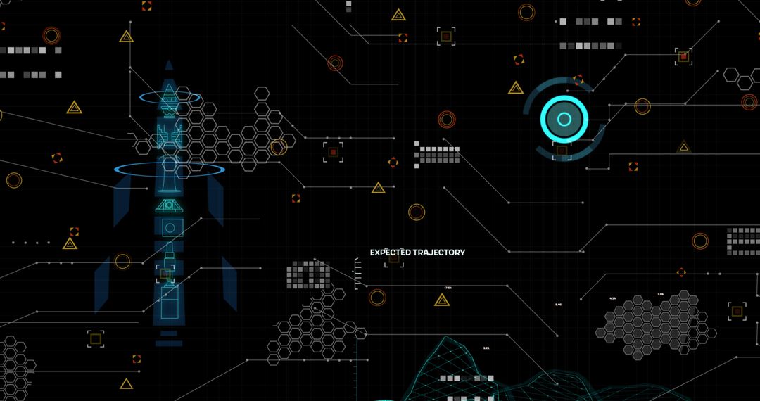 Futuristic Digital Data Processing on Black Background