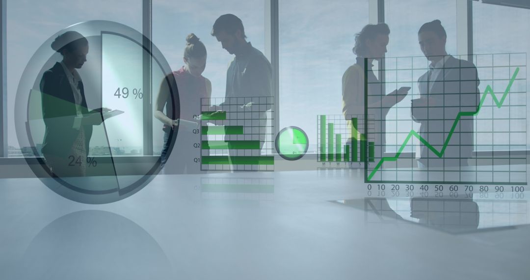 Business Professionals Analyzing Data with Statistical Graphs