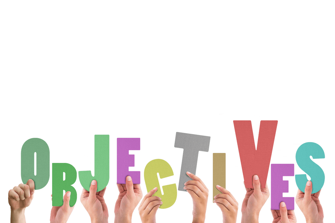 Hands Holding Colorful Letters Spelling Objectives