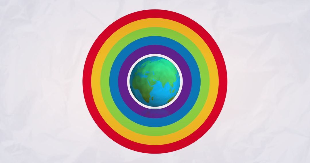 Pride and Unity Symbols with Globe and Rainbow on White Background