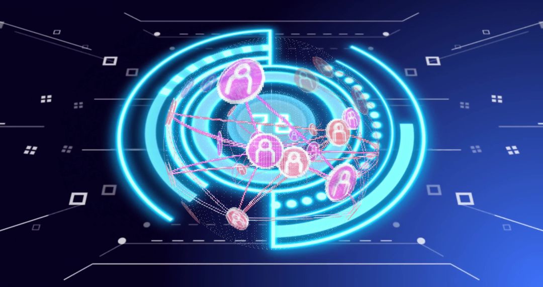 Futuristic Digital Network with Blue Circular Interface