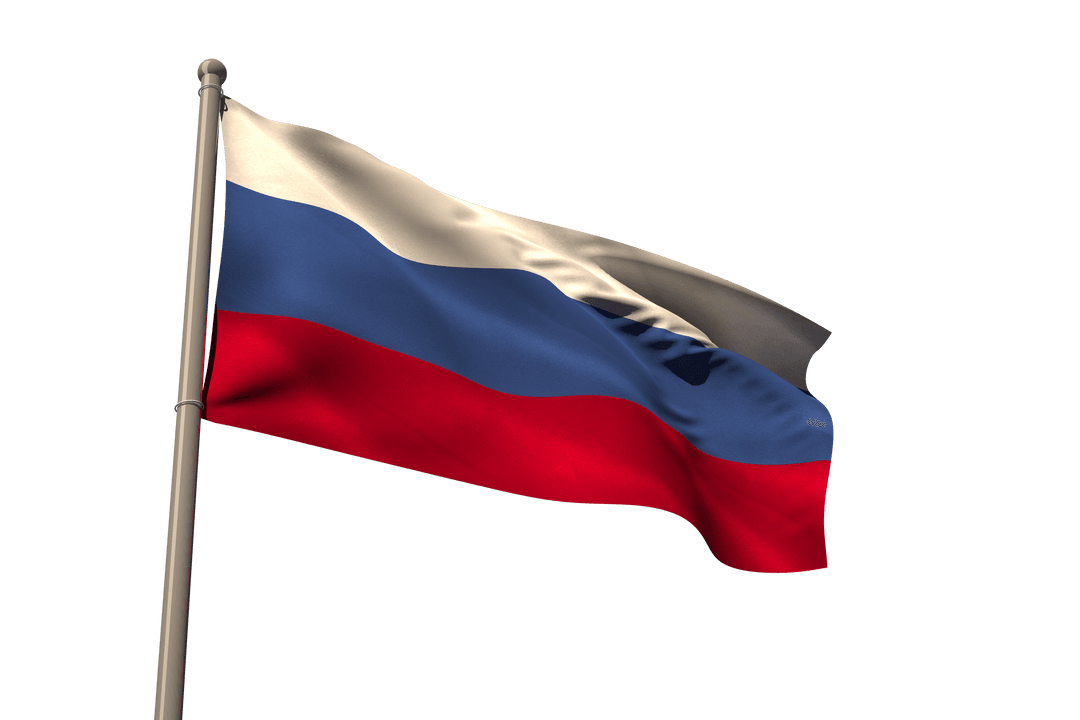Russia Flag on Transparent Background Fluttering Symbol