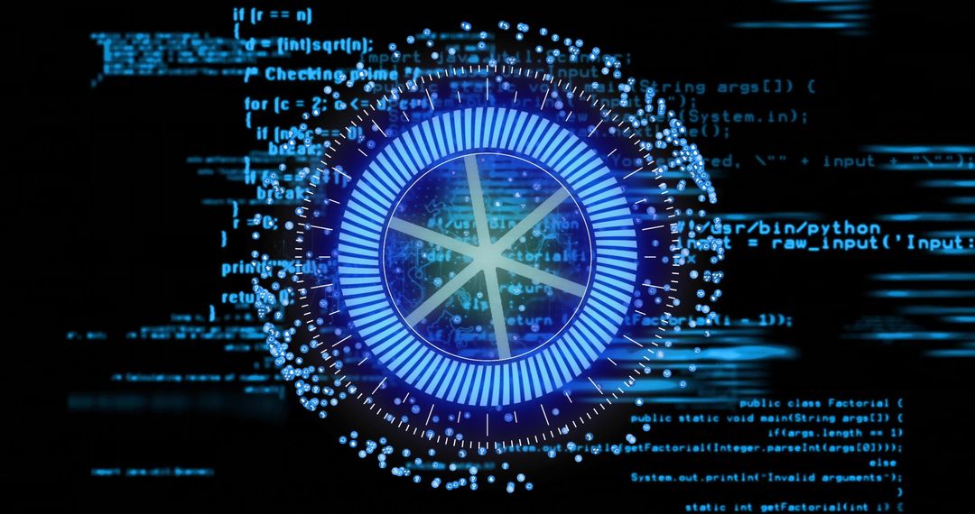 Futuristic Digital Interface with Coding Background