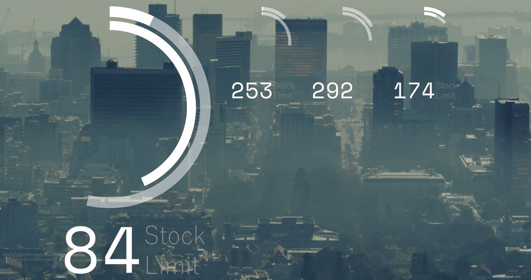 Financial Data Processing Over Cityscape Conceptual Background
