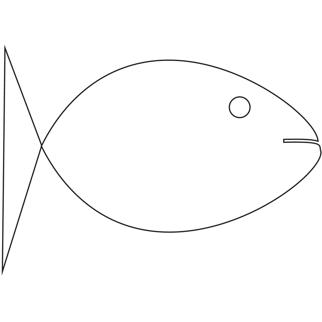 Simple White Fish on Transparent Background Illustration