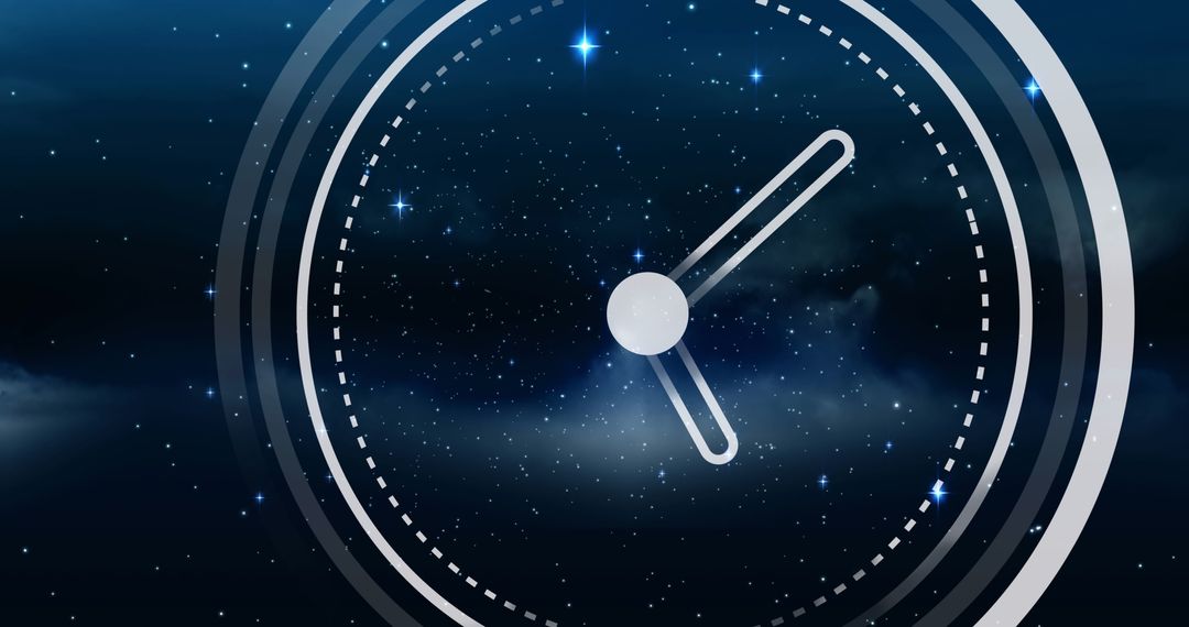 Futuristic Clock Over Starry Sky Illustrating Time and Space