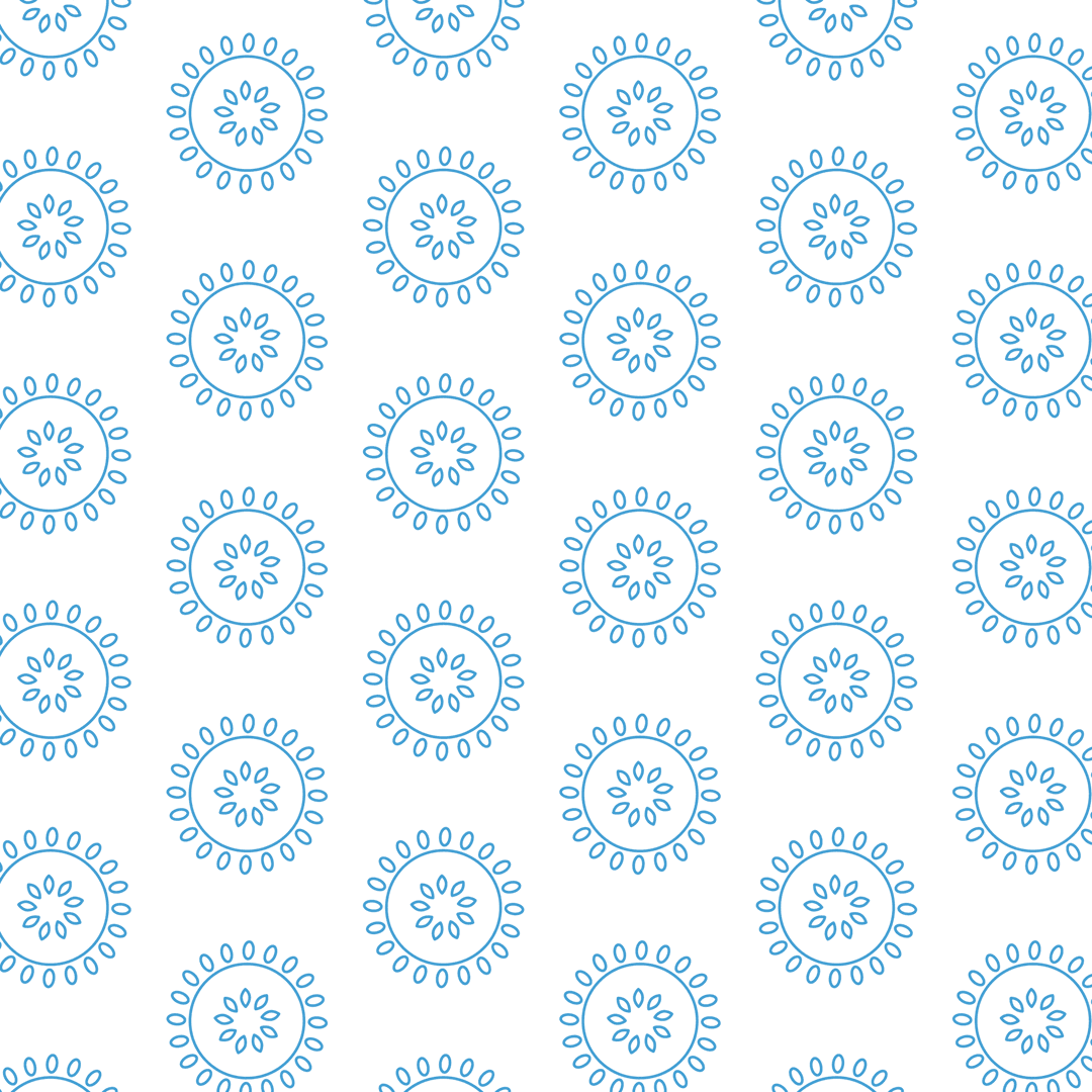 Blue Circular Floral Pattern on Transparent Background