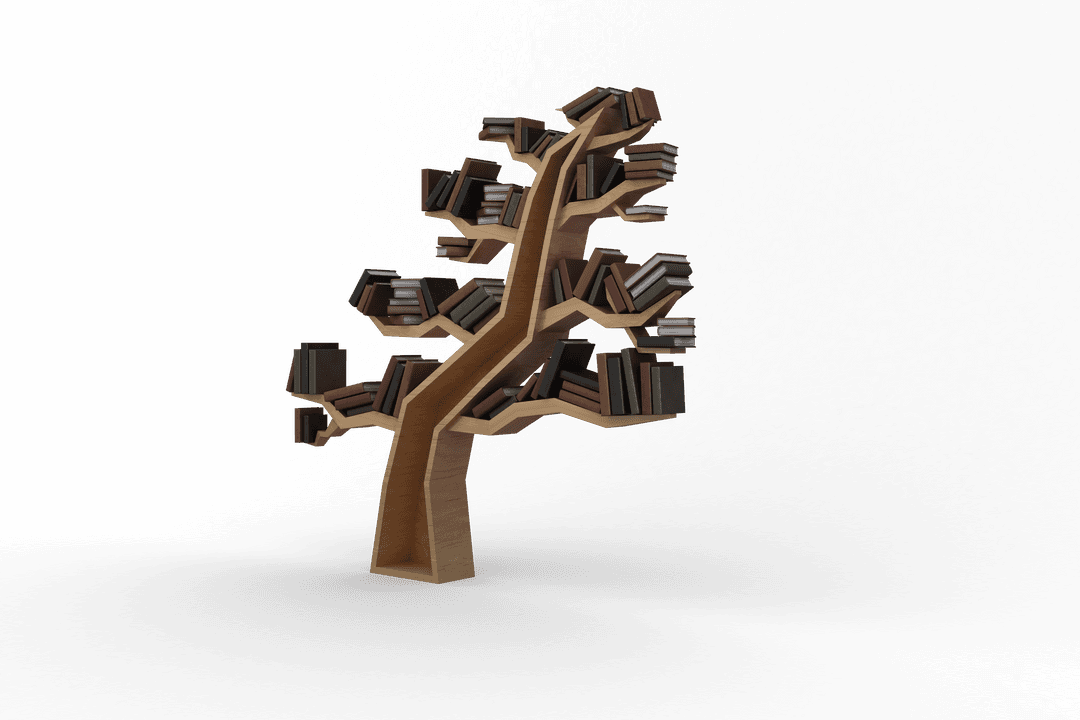 Transparent Tree Shaped Bookcase with Stack of Books - Download Free Stock Images Pikwizard.com