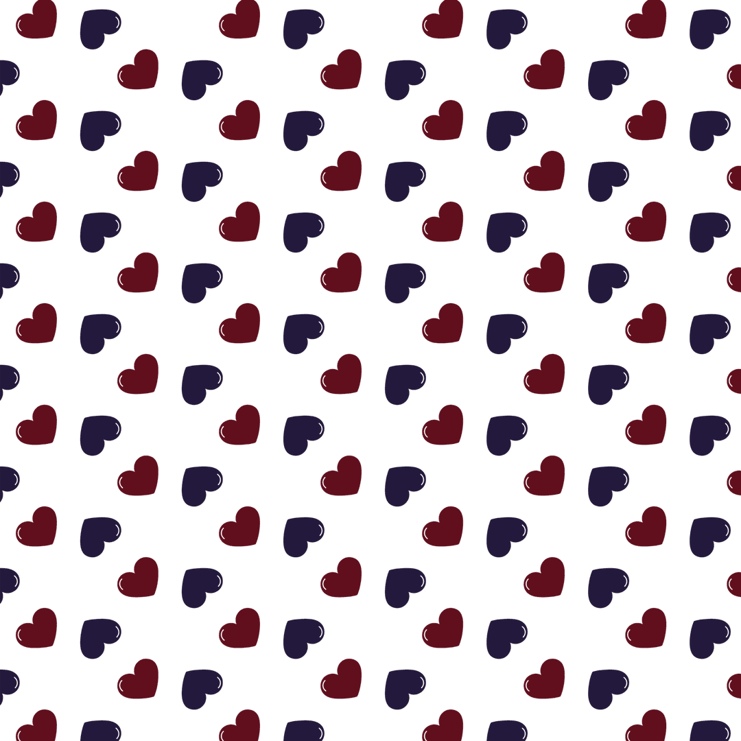 Claret and Blue Hearts Pattern on Transparent Background