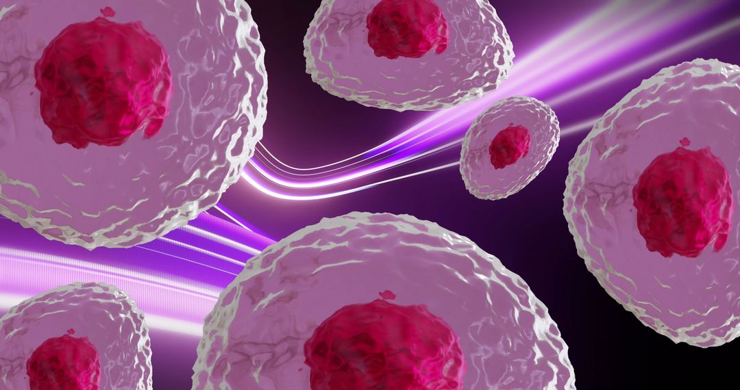 Visualizing Red and Pink Cells with Purple Light Trails