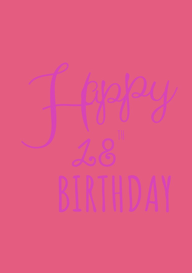 Elegant Happy 28th Birthday Message in Bold Pink and Purple Colors - Download Free Stock Templates Pikwizard.com