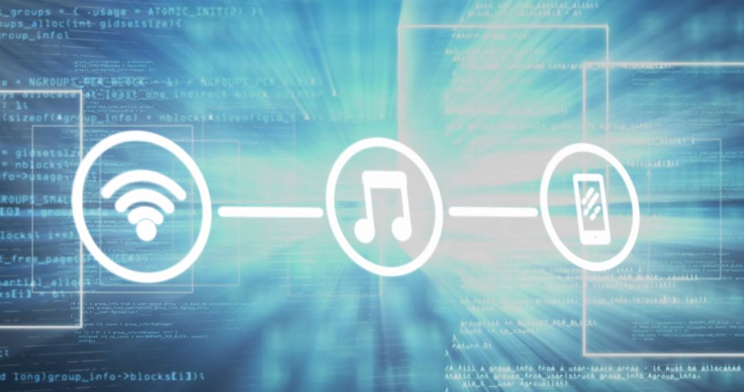 Digital Connection Concept with Icons and Network Symbols