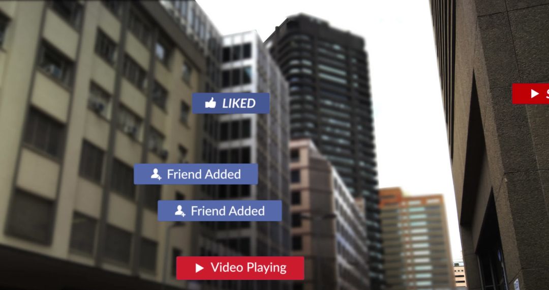 Social Media Icons Embedding Modern Urban Landscape