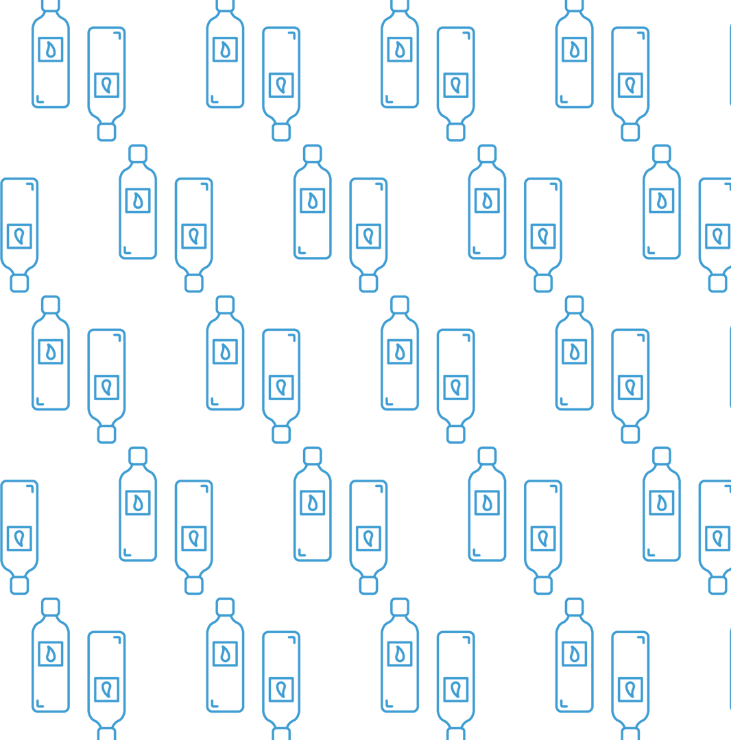 Seamless Blue Bottle Pattern on Transparent Background for Versatile Design