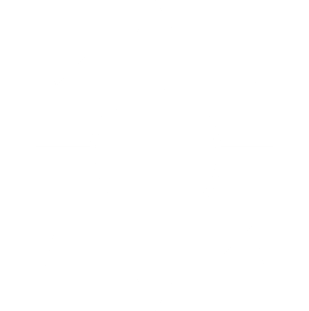 Symbolic White Arrows Around Circle on Transparent Background