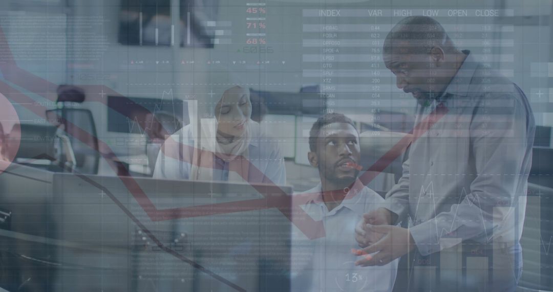 Diverse Business Team Analyzing Financial Market Trends