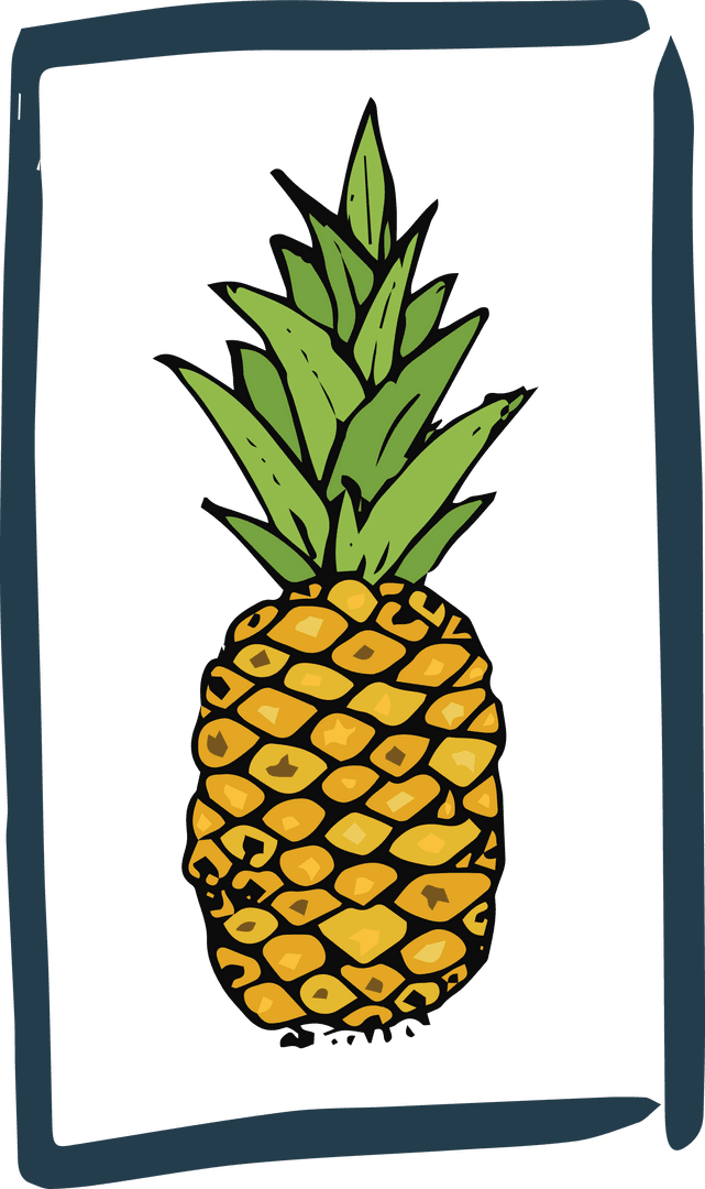 Transparent Background Pineapple Illustration Close-Up