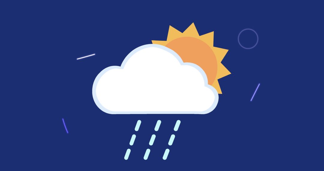 Weather Icon with Cloud and Sun in Abstract Sky