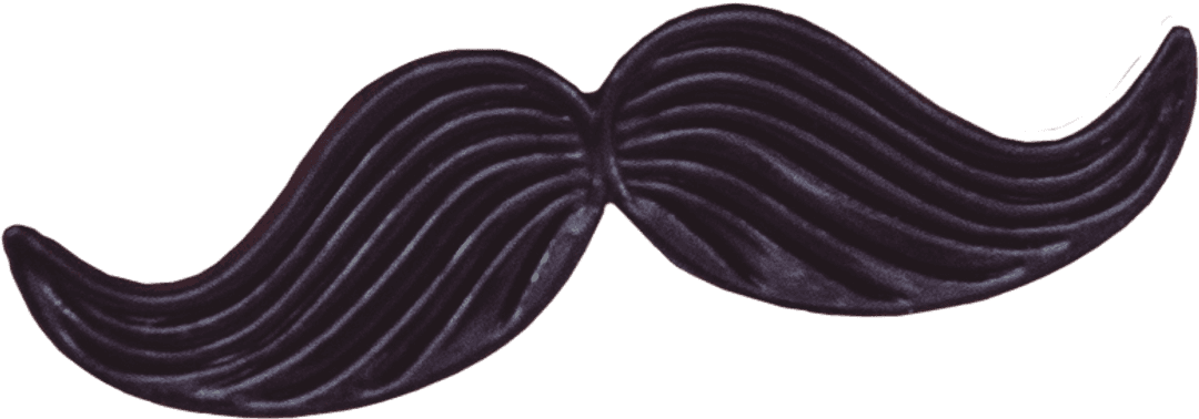 Classic Black Moustache Illustration on Transparent Background