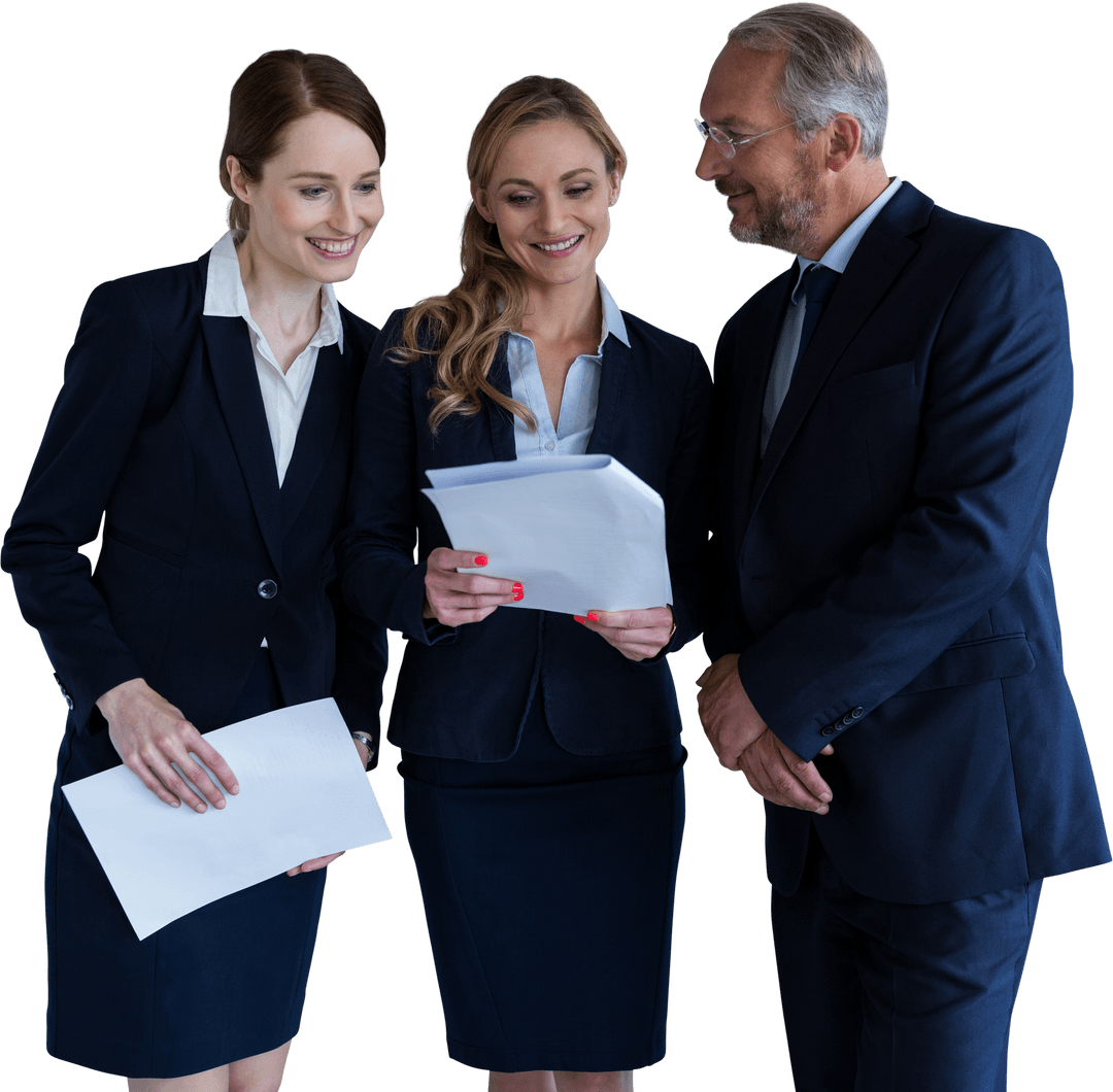 Transparent Business Team Reviewing Documents Confidently