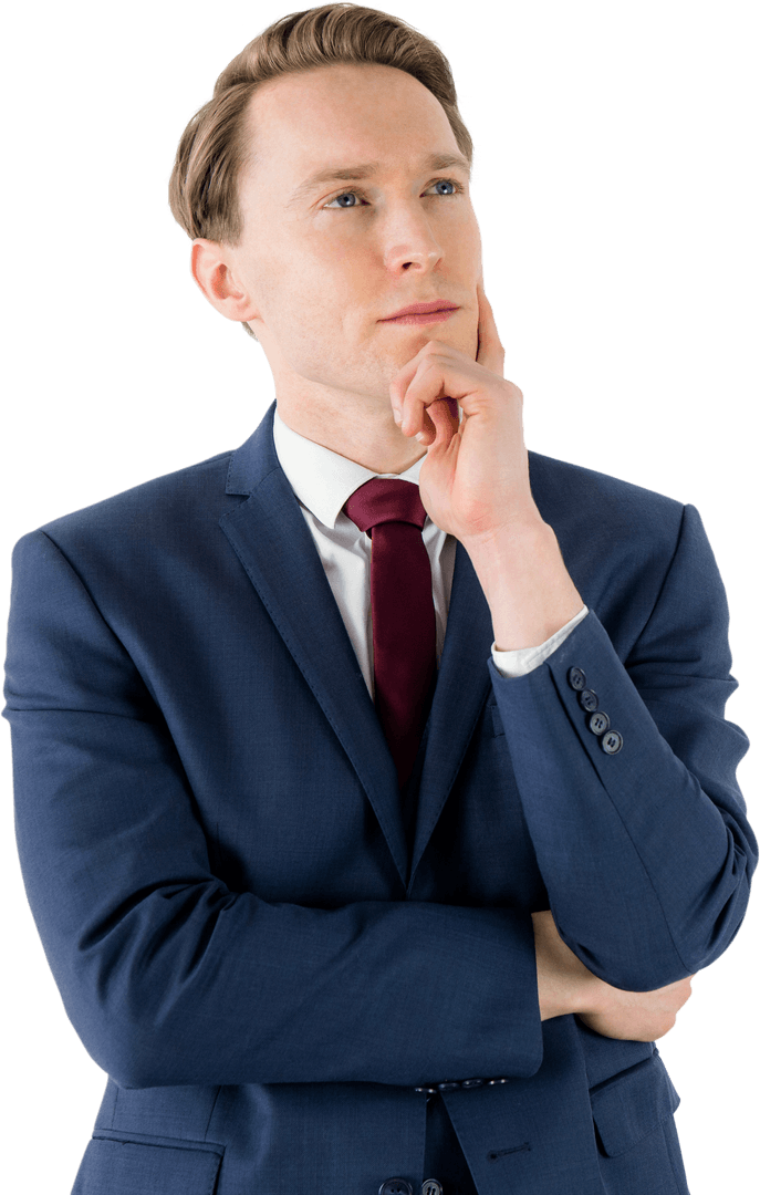 Thoughtful Transparent Businessman Contemplating Problems