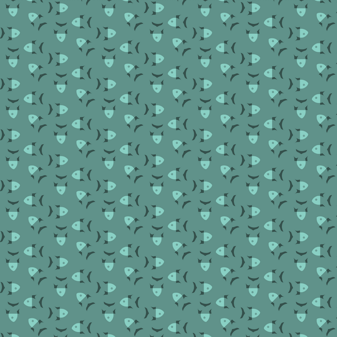 Transparent Fish Pattern Design on Green Background