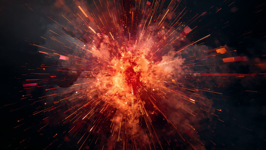 Vibrant Explosion Burst with Glowing Energy Streaks in Space