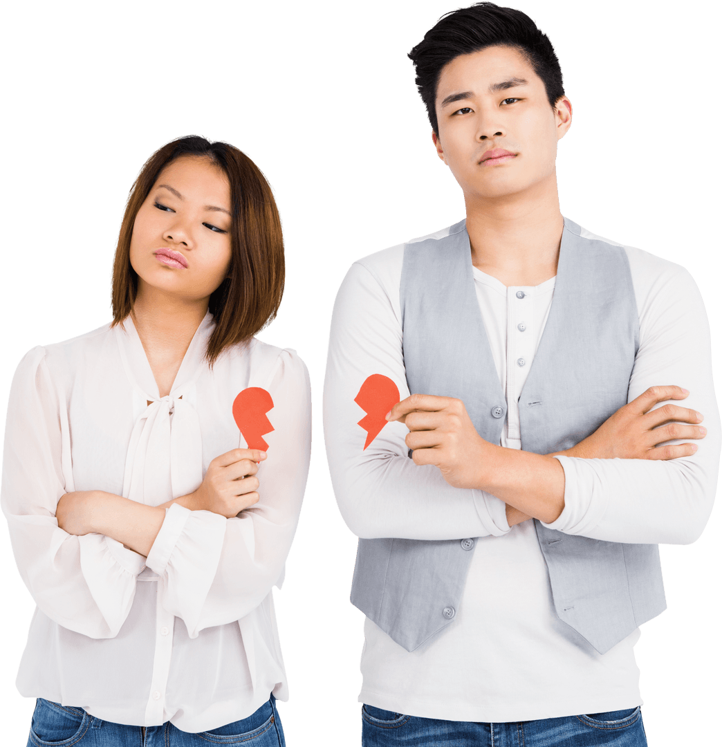 Couple Holding Broken Heart, Transparent Relationship Challenge Concept