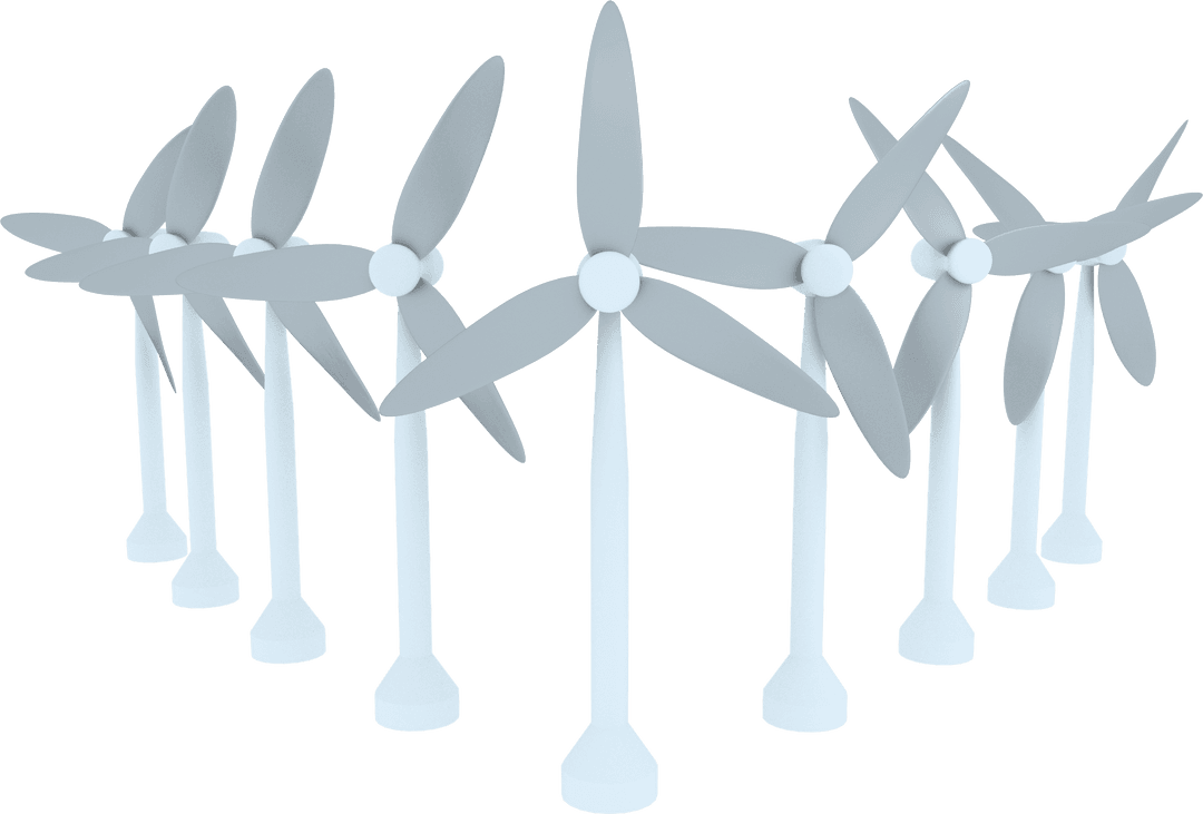Transparent Wind Turbine Array Digital PNG for Eco-Friendly Design