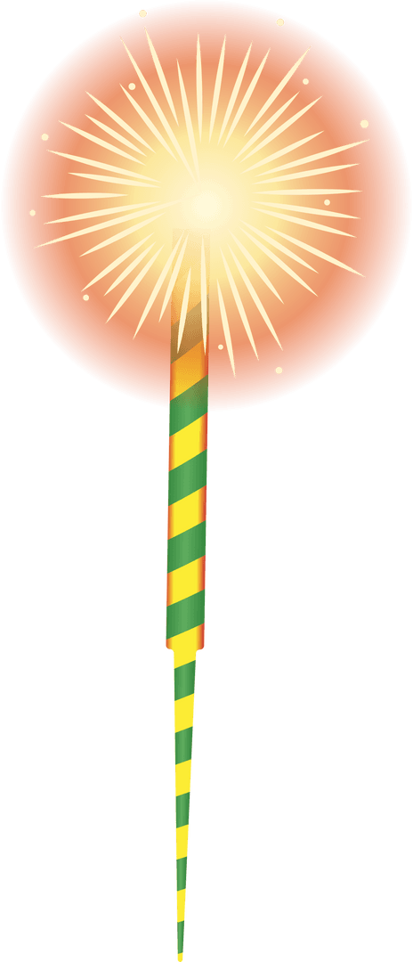 Stylized Firework Rocket with Orange Burst on Transparent Background
