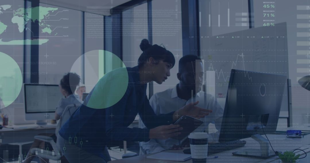 Collaborative Work in Modern Tech Office with Diverse Team