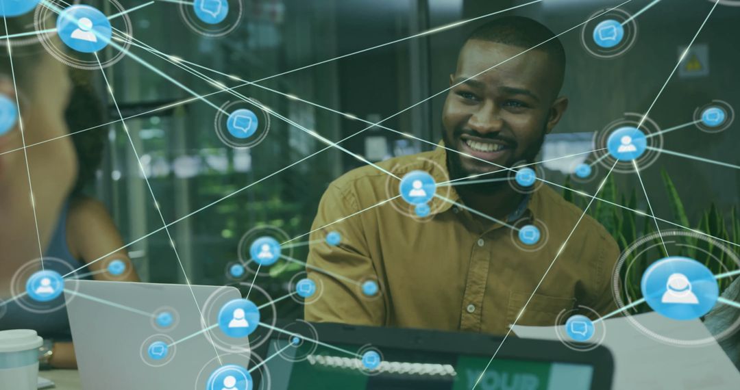 Connected Workspace with Digital Network Concept