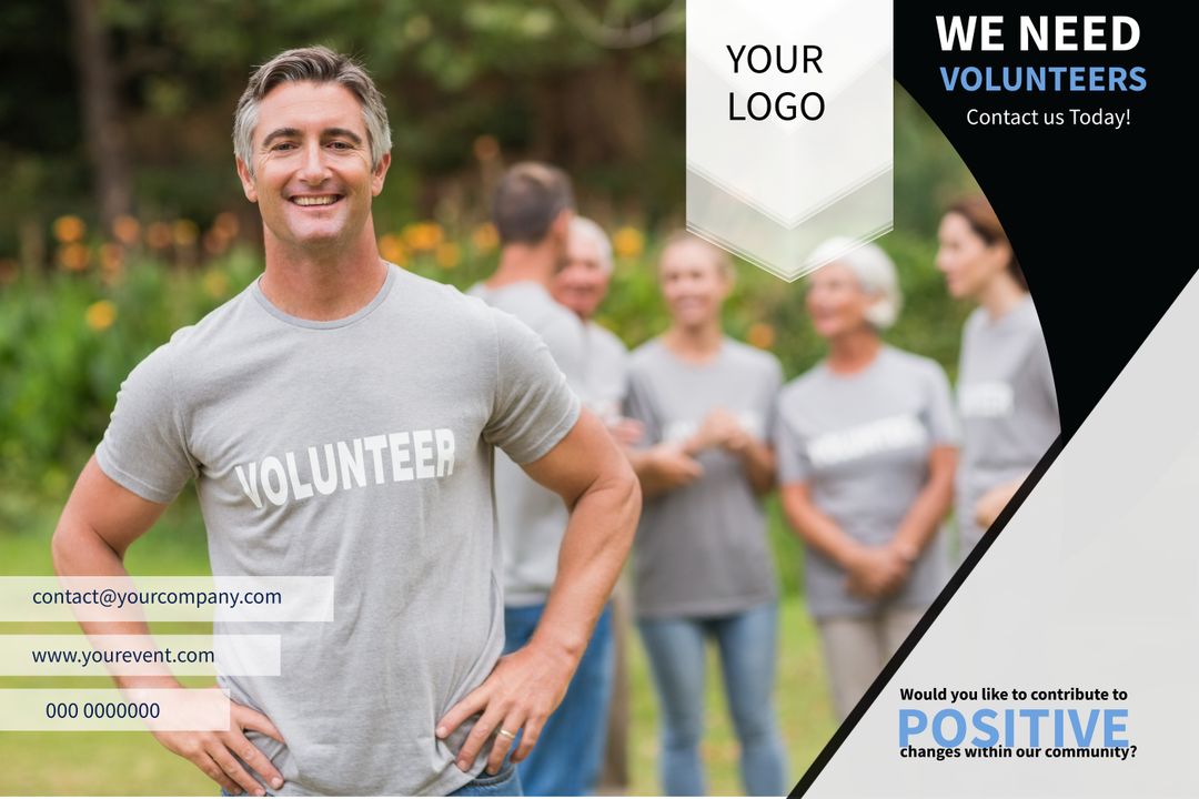 Smiling Volunteer Leading Community Team Effort Outdoors