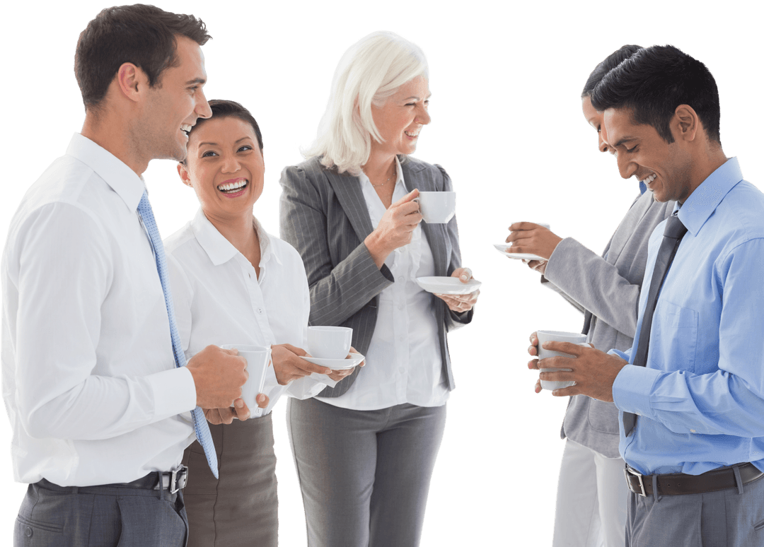 Transparent Business Team Enjoying Coffee and Conversation