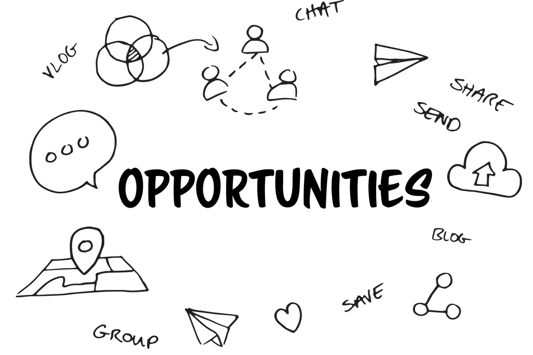 Opportunities Text Vector with Transparent Icons on Communication