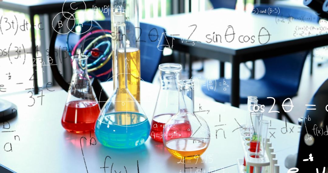 Science Classroom with Mathematical Formulae Display