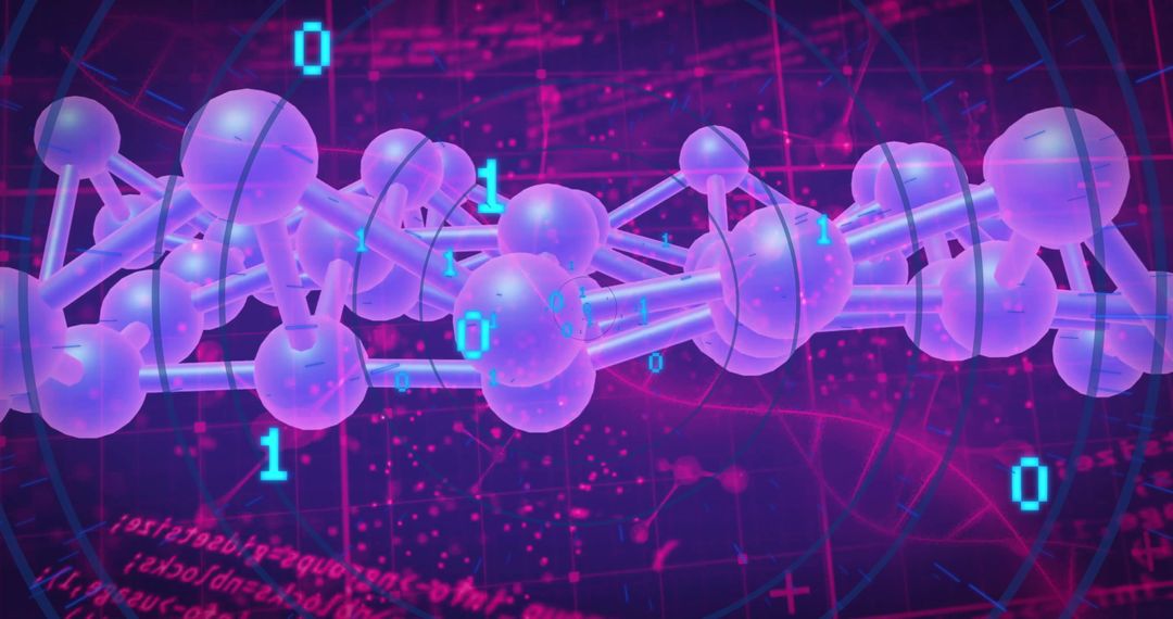 Futuristic Molecular Structure with Digital Binary Background