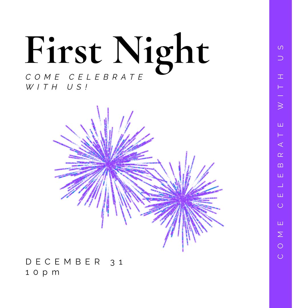 New Year Celebration Invitation with Fireworks Design