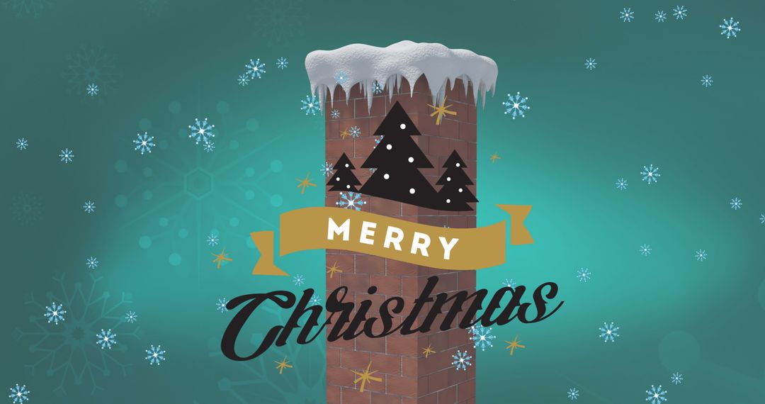Merry Christmas Text with Falling Snow Background