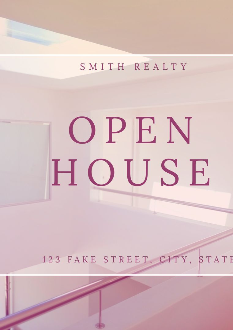Open House Invitation Featuring Bright Airy Interior Design