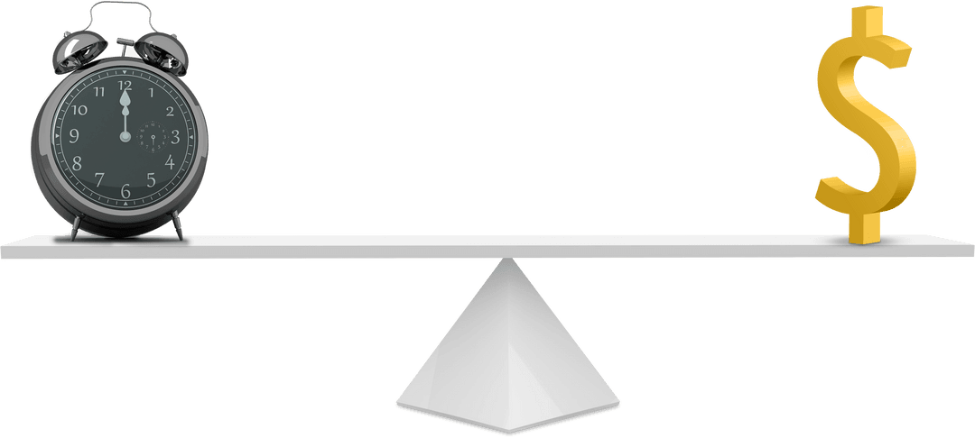 Balancing Time and Money Concept with Transparent Background