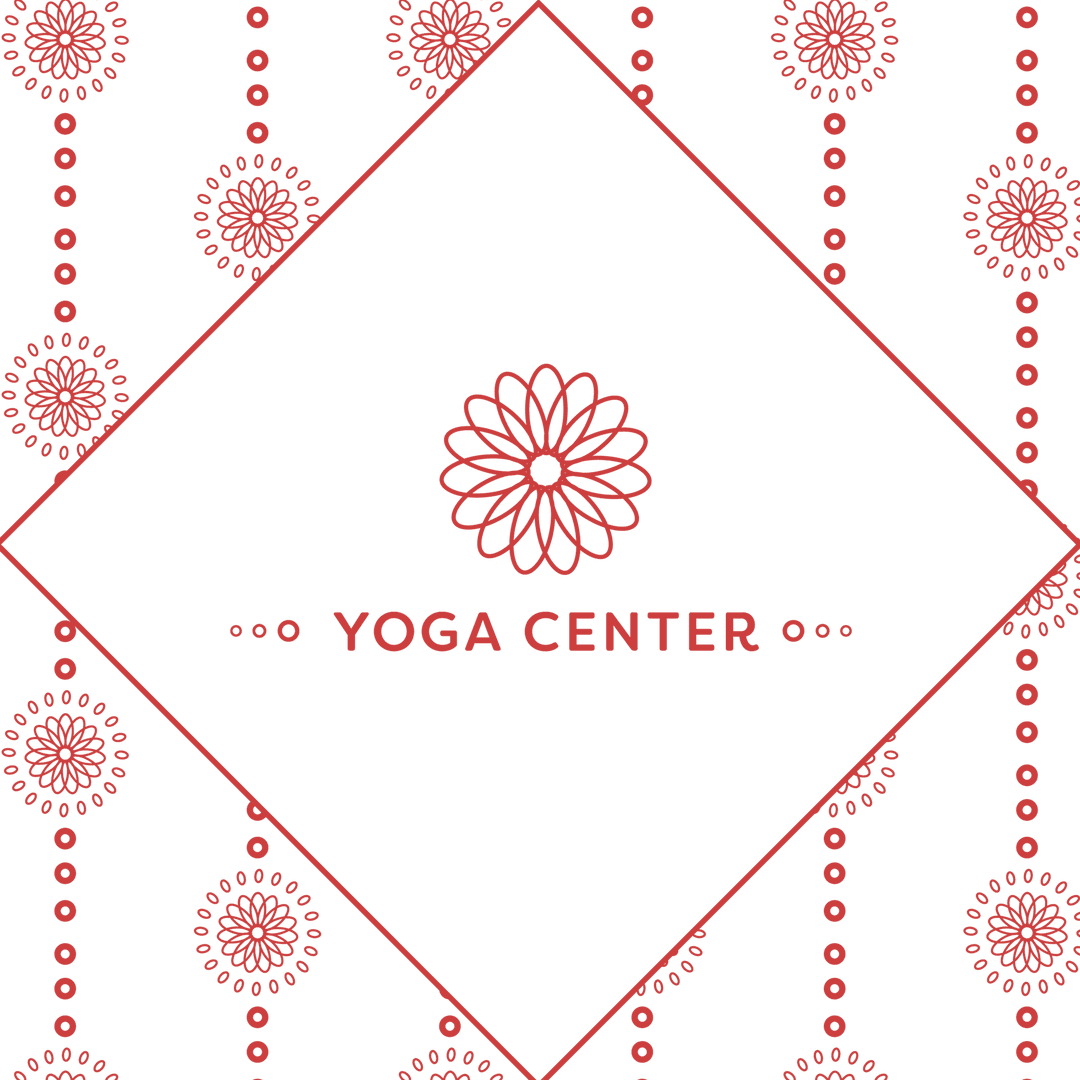 Yoga Center Logo Design on Transparent Red Patterns