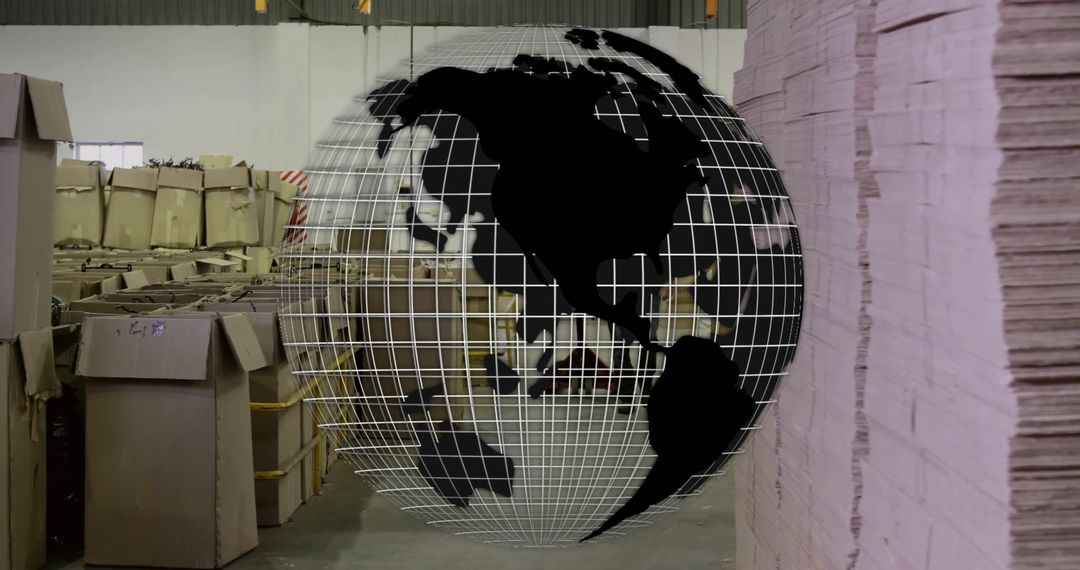 Augmented Reality Wireframe Globe in Warehouse