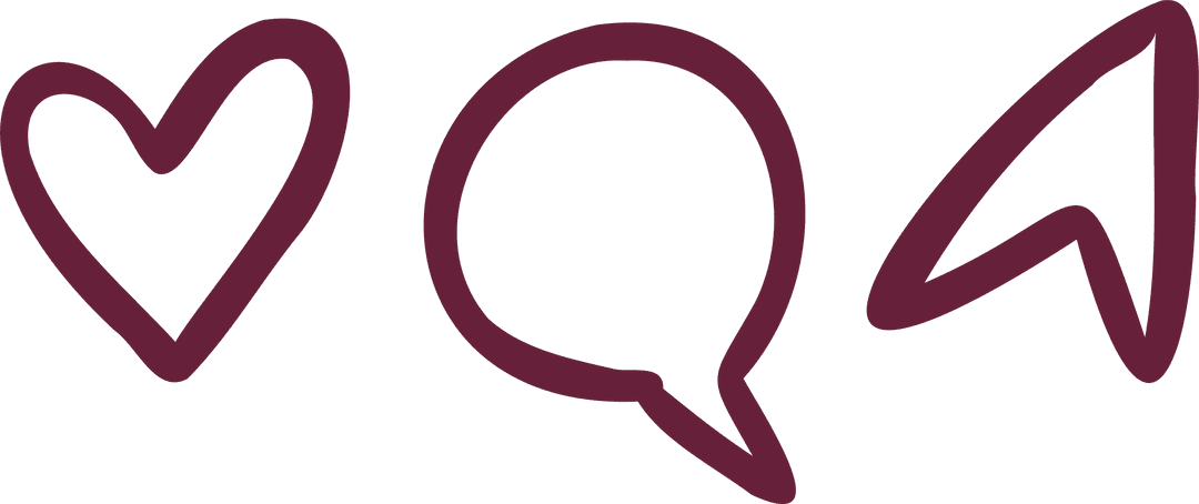 Minimalist Dark Magenta Line Icons on Transparent Background