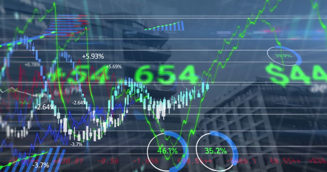 Dynamic Financial Data Overlaying Urban Cityscape