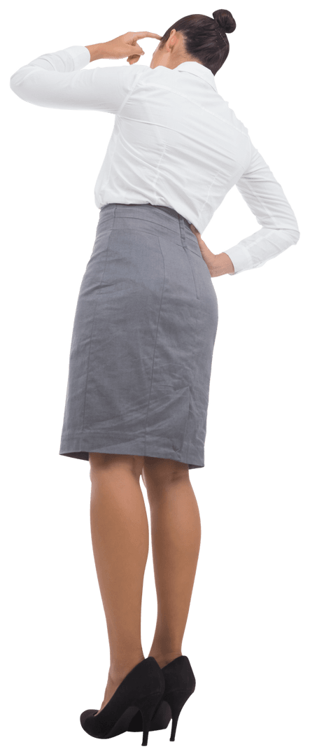 Back View Businesswoman Scratching Head Transparent Background