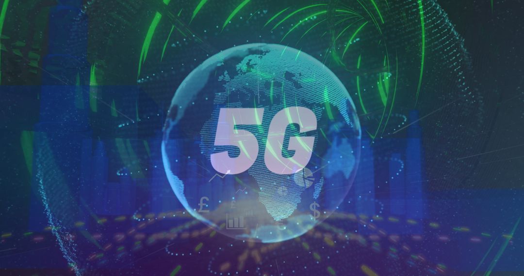 5G Network Technology with Digital Globe and Cityscape