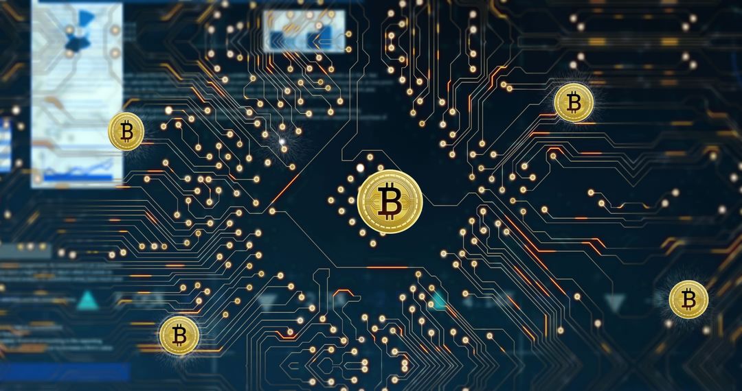 Bitcoin Circuit Boards Highlighting Digital Transactions in Tech