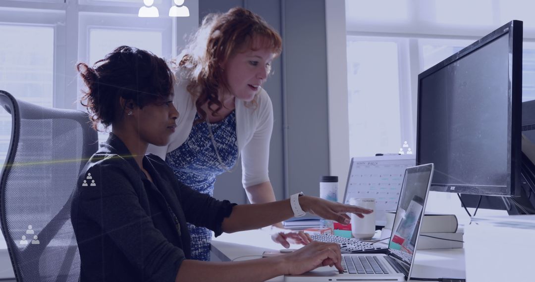 Collaborative Teamwork in a Modern Office with Digital Interface