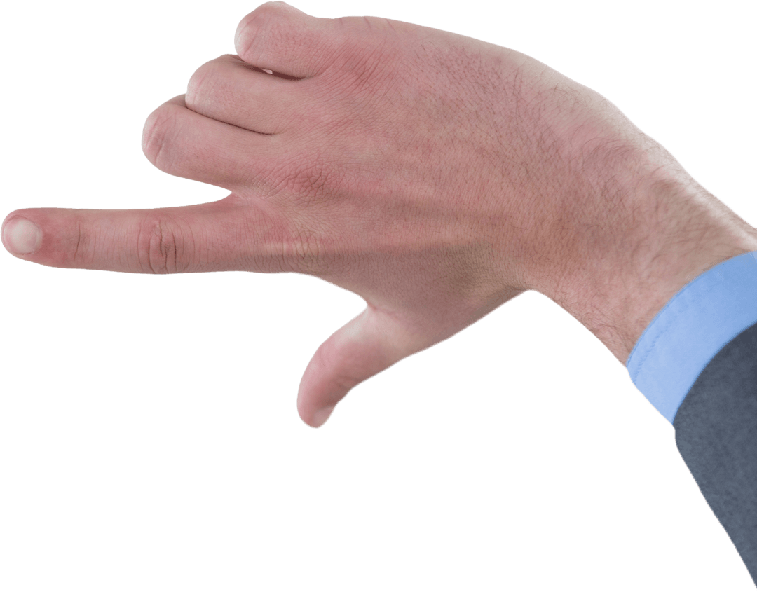 Businessman's Hand Giving Thumbs Down Gesture on Transparent Background